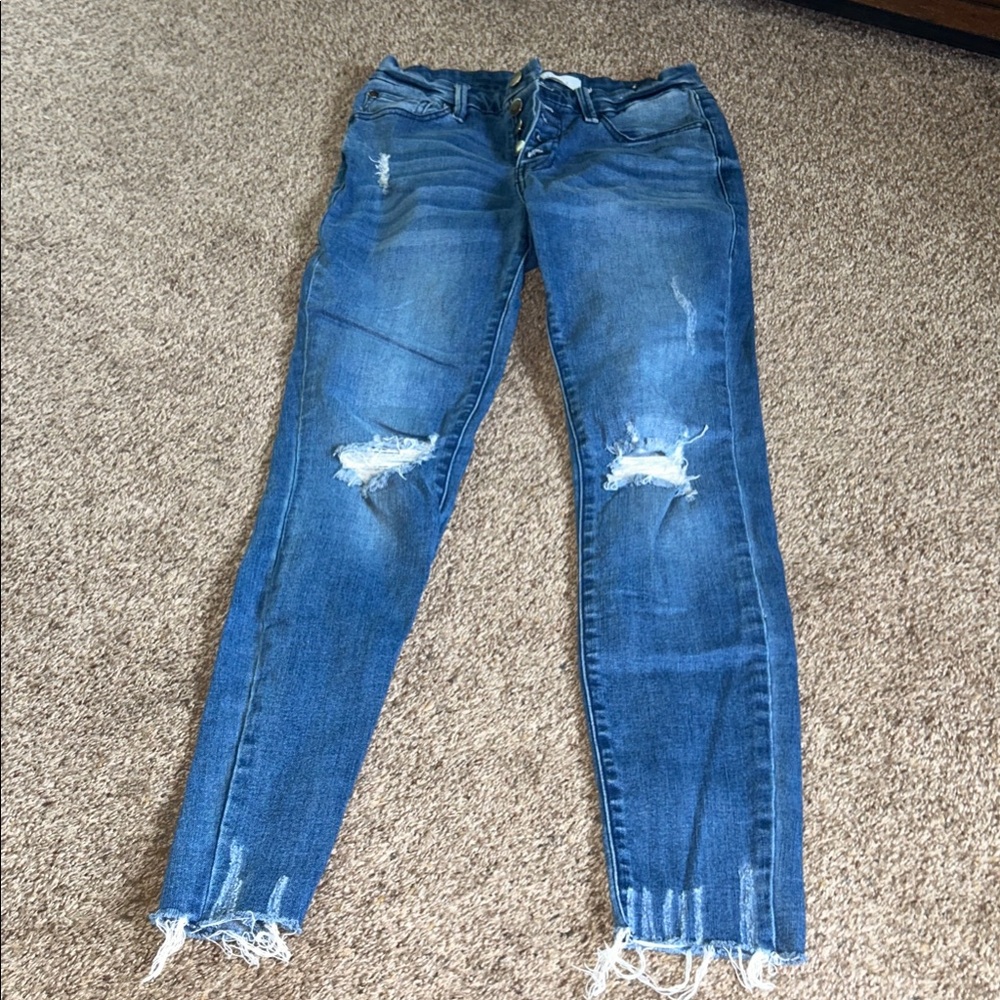 Nature Denim distressed Blue Jeans for Women (juniors) size 7 run small